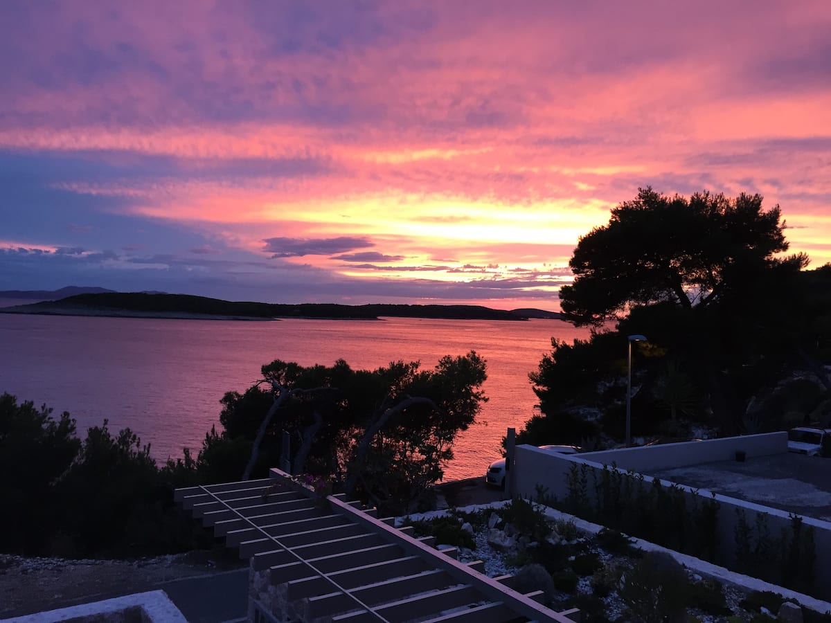 Sunset over the Adriatic in front of Villa Madeleine